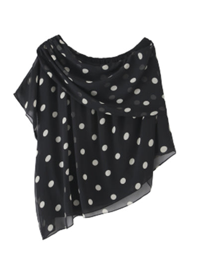 one shoulder chiffon dot tops