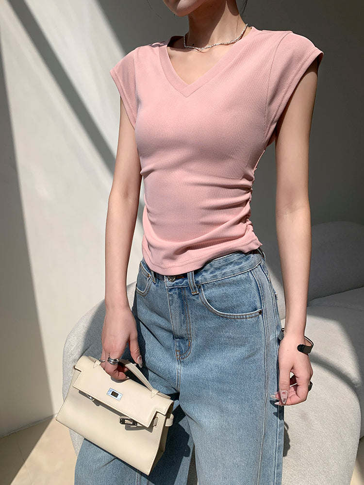 v neck smooth fit tops