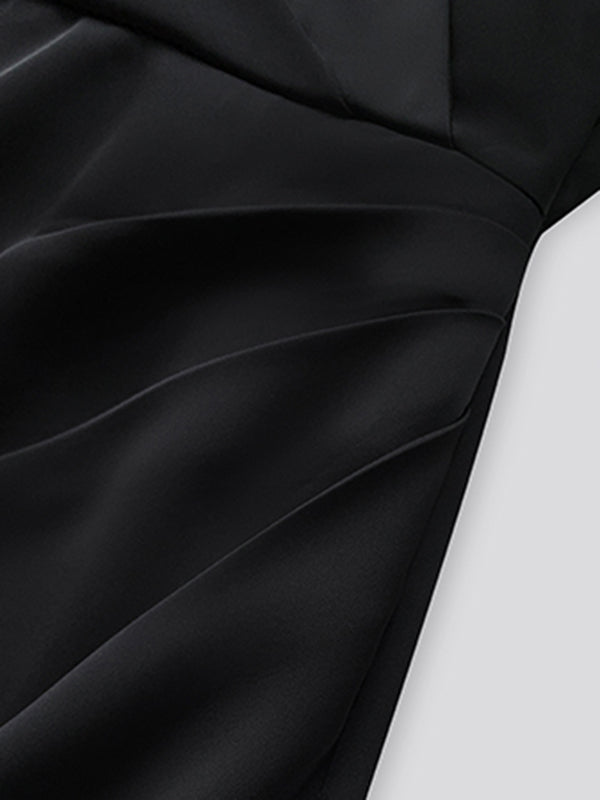 high end waist slim drape shirt dress
