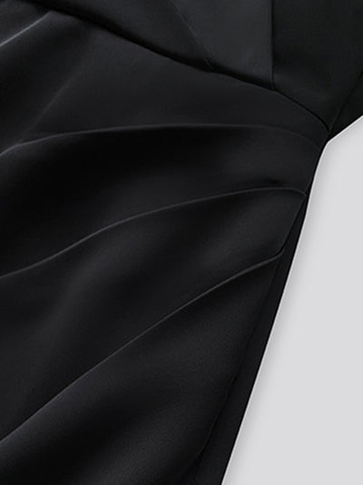 high end waist slim drape shirt dress