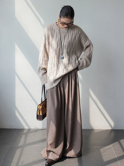 high end wide leg tuck pants