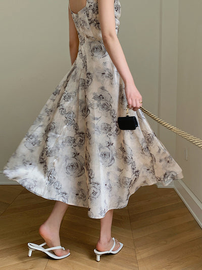 flower print long one piece