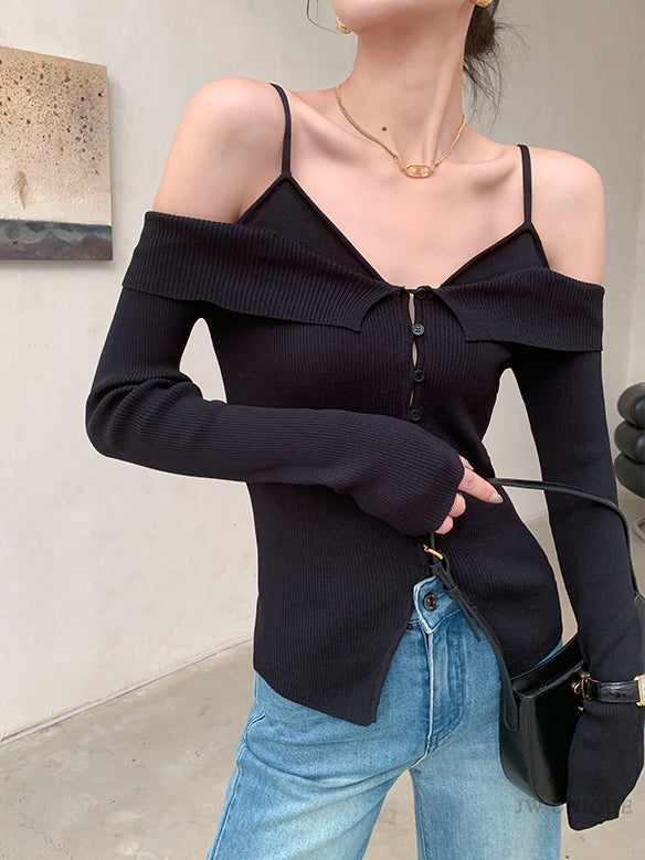 off shoulder camisole style slim fit tops