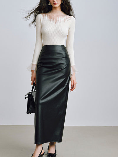 organdy ruffle long sleeve tops