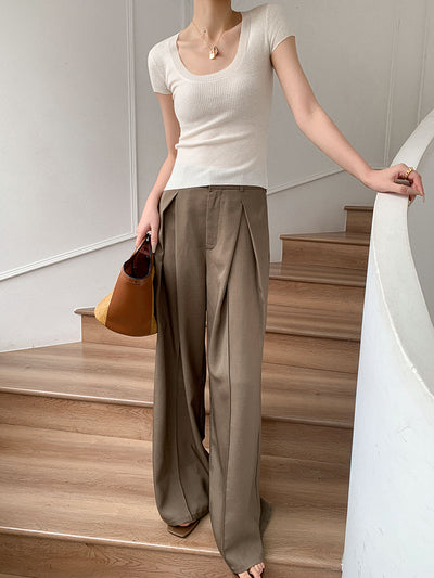 u neck short sleeve knit tops