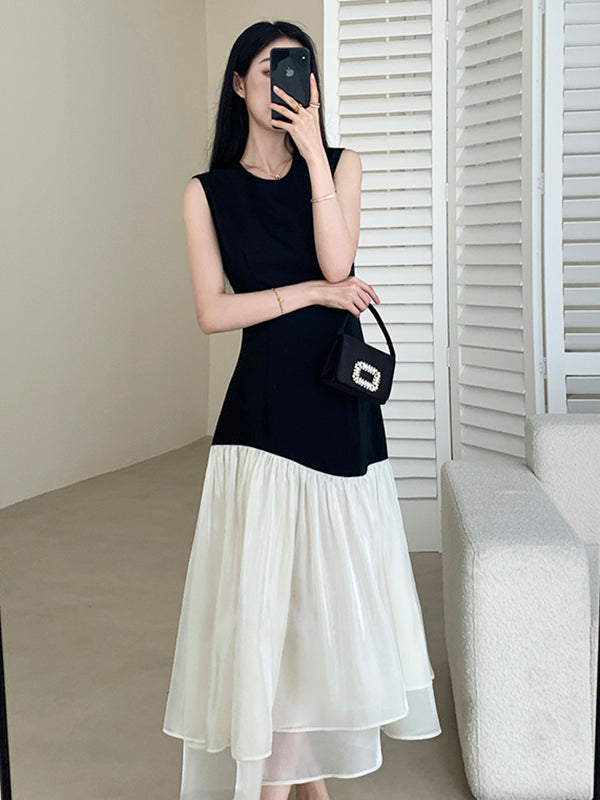 sleeveless chiffon docking dress