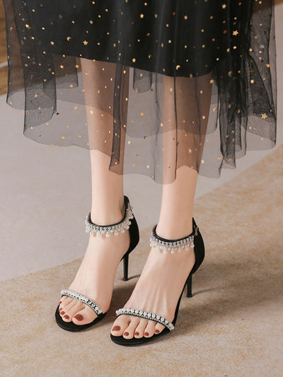high end beads tassel open toe sandals