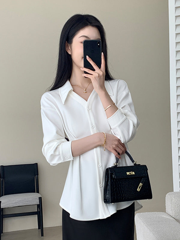white chic shirt  long sleeve tops