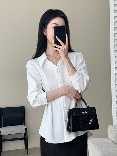 white chic shirt  long sleeve tops