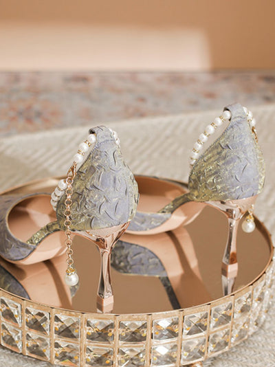 pearl strap pointed toe pumps