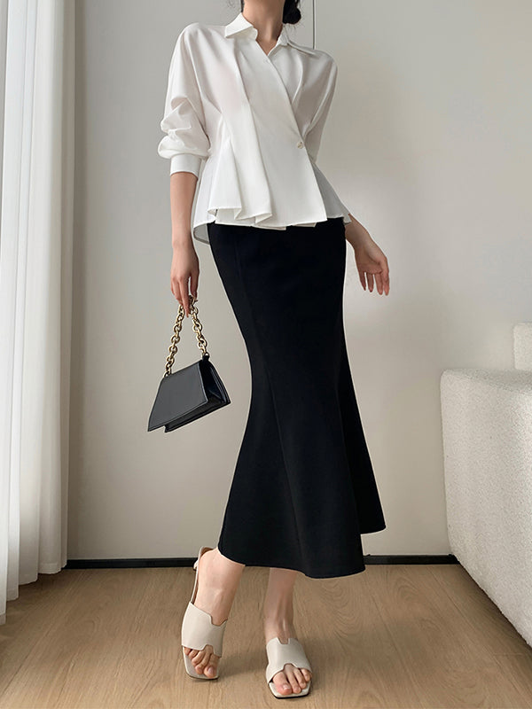 high waist side slit mermaid skirt