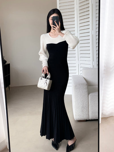 bicolor slim fit mermaid long dress