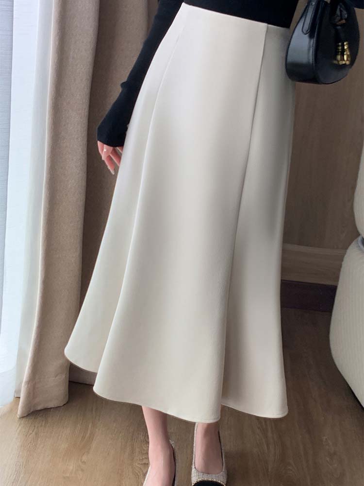 high waist beige mermaid skirt