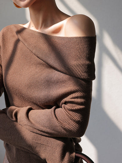 one shoulder asymmetric long sleeve top