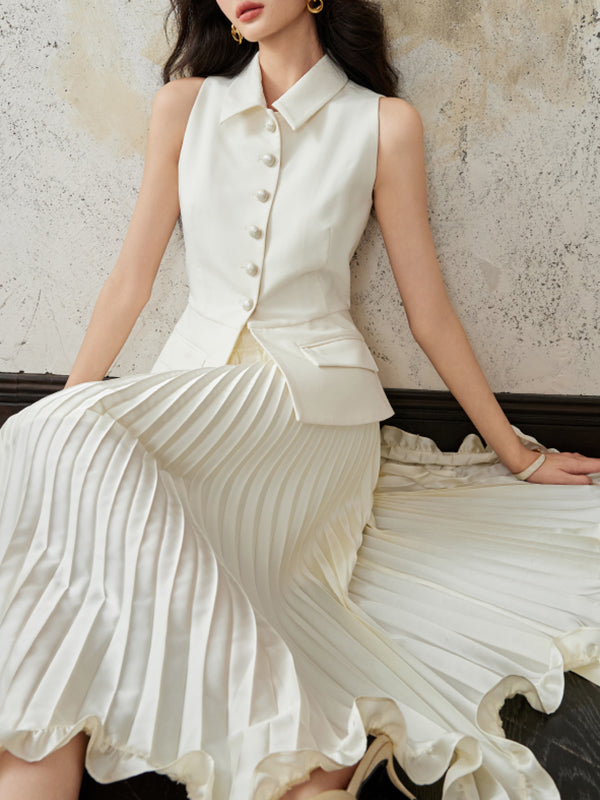 flower petal style pleats skirt