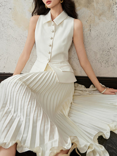 flower petal style pleats skirt