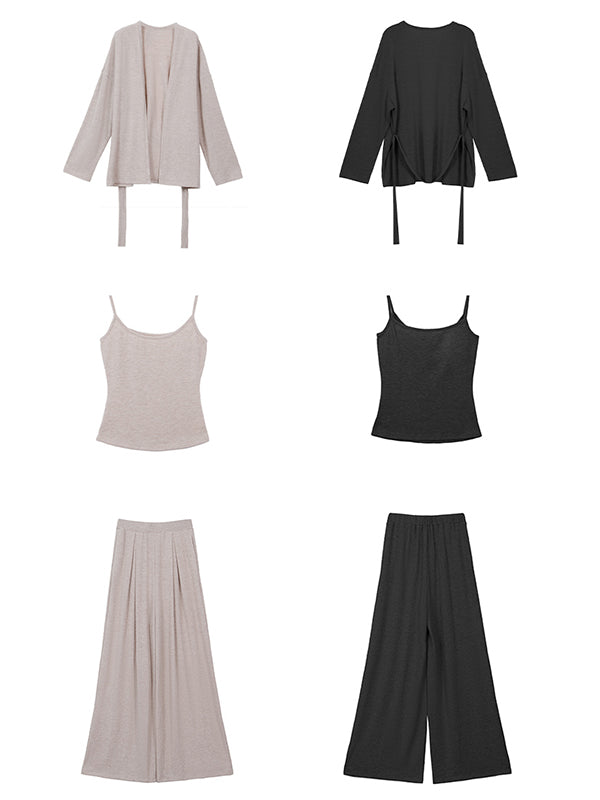 cardigan top camisole wide leg pants 3 piece set