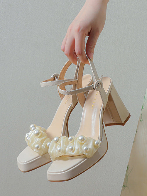 square toe chunky heel strap sandals