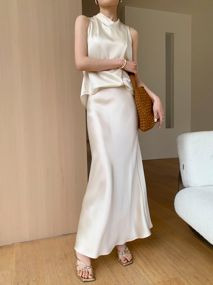 satin back ribbon sleeveless