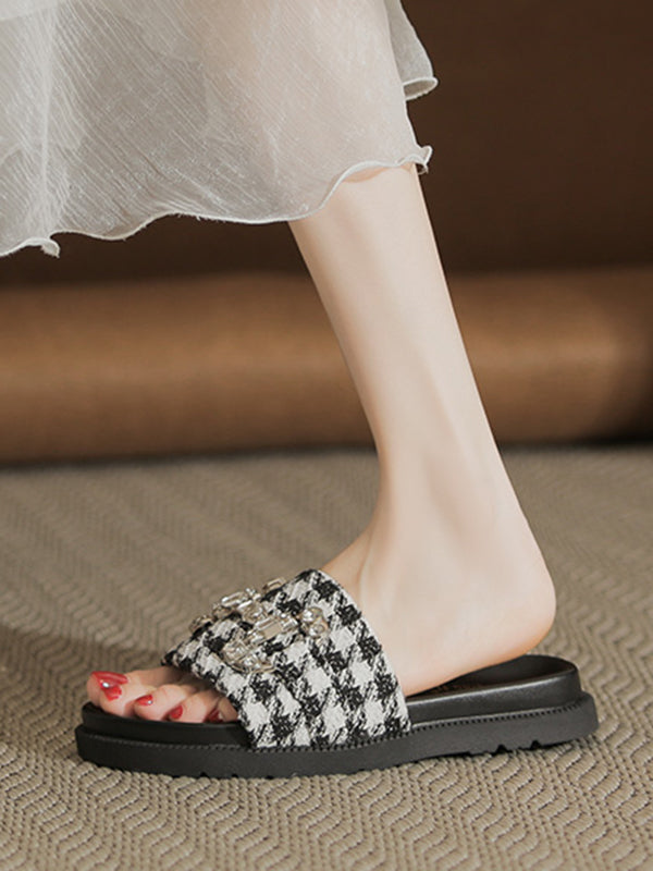 houndstooth bijou flat sandals