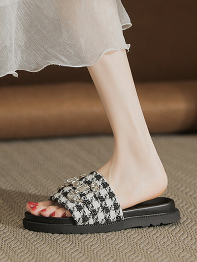 houndstooth bijou flat sandals
