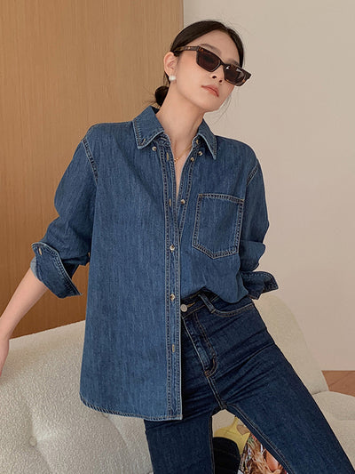 retro blue denim shirt