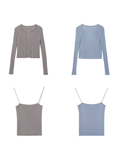 sweater long sleeve tops camisole 2 piece set