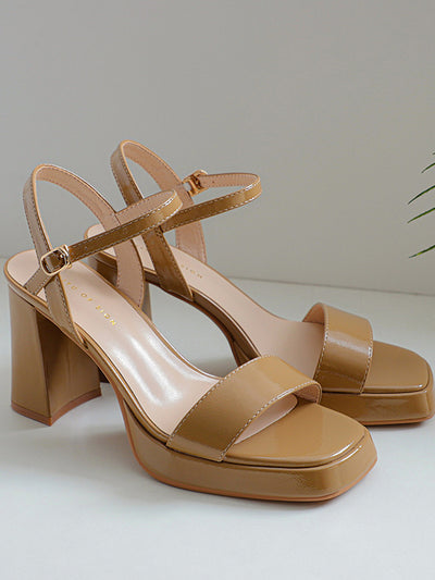 square toe chunky heel strap sandals