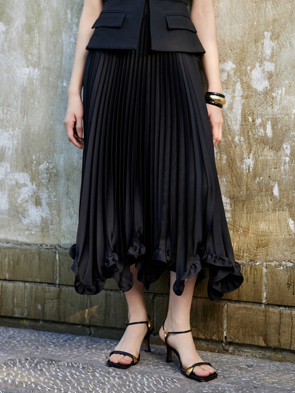 flower petal style pleats skirt