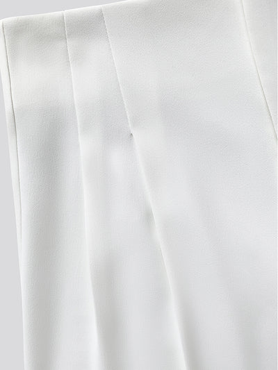 【即納】high waist straight slim tuck pants
