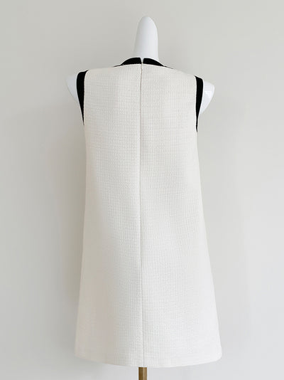 sleeveless button tweed mini one piece