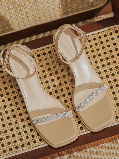 pearl bijou chunky heel sandals