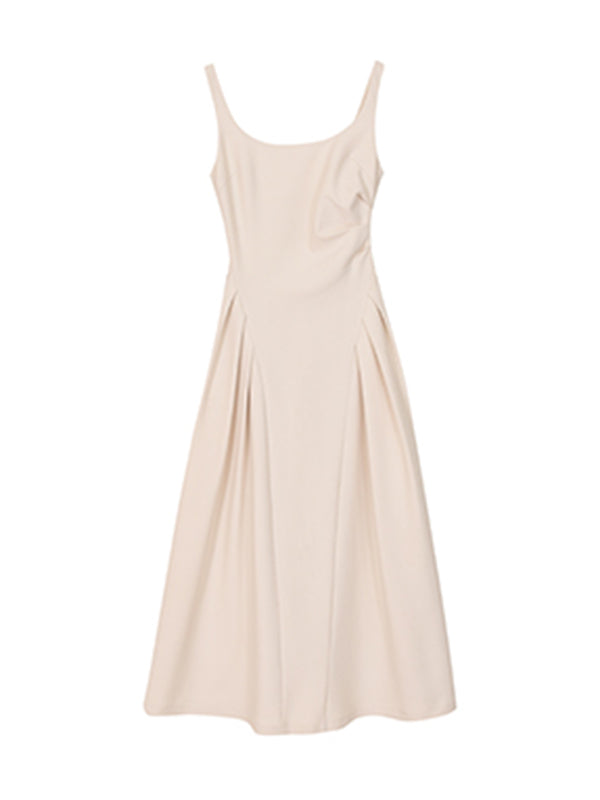 square neck slim fit a line long dress