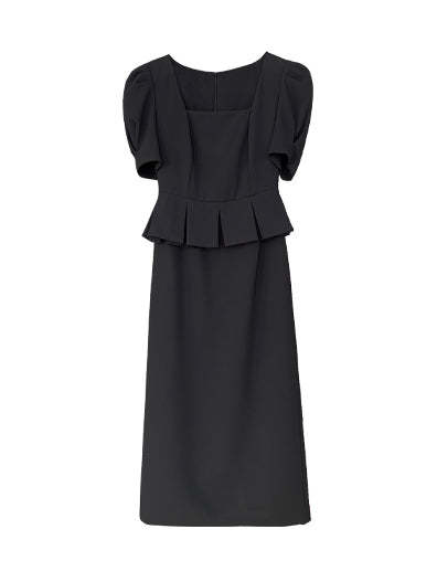 square neck peplum long one piece