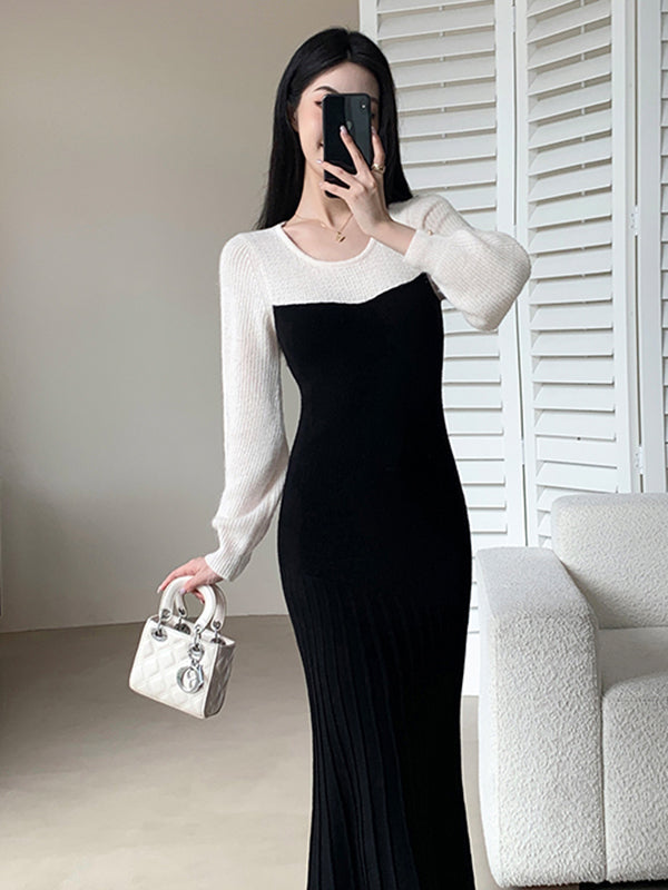bicolor slim fit mermaid long dress