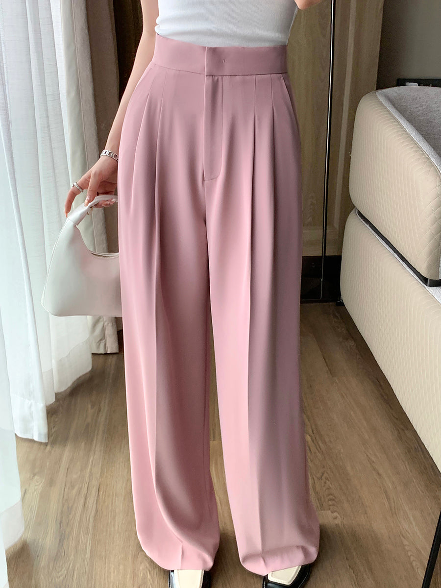 high waist pink wide straight pants