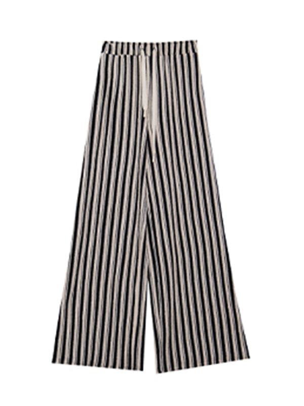 stripe wide straight pants
