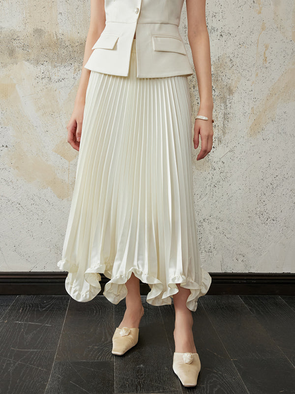 flower petal style pleats skirt