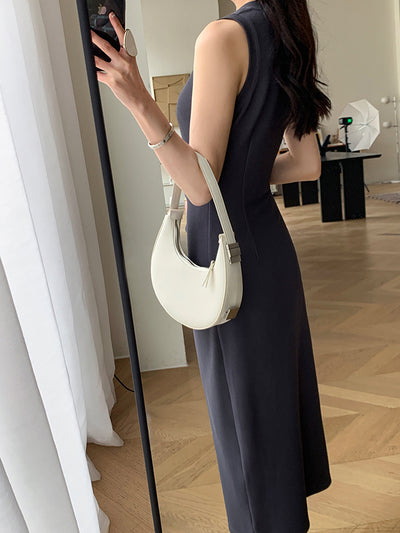 sleeveless waffle deep gray one piece
