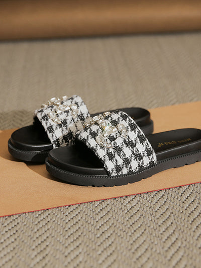 houndstooth bijou flat sandals