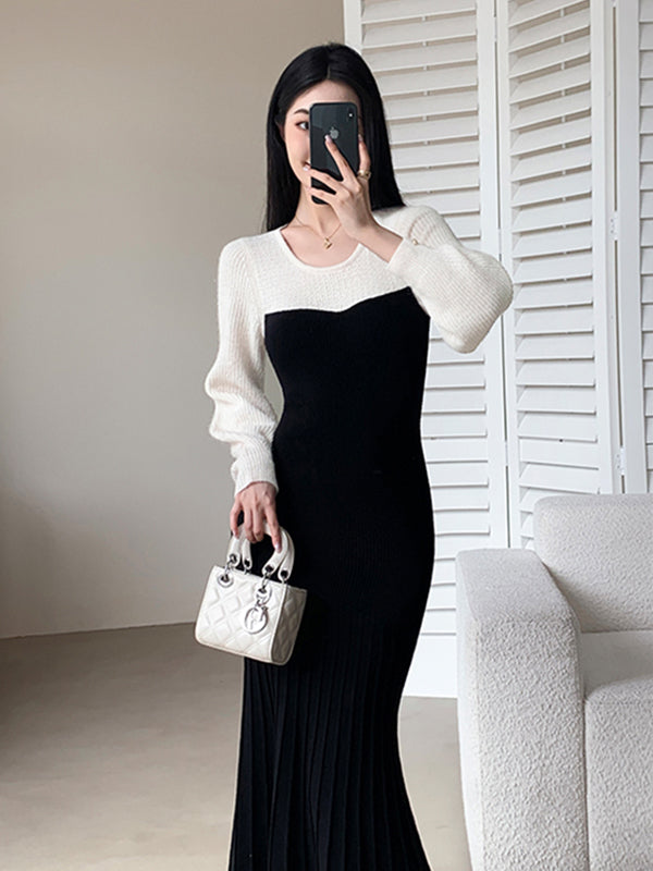 bicolor slim fit mermaid long dress