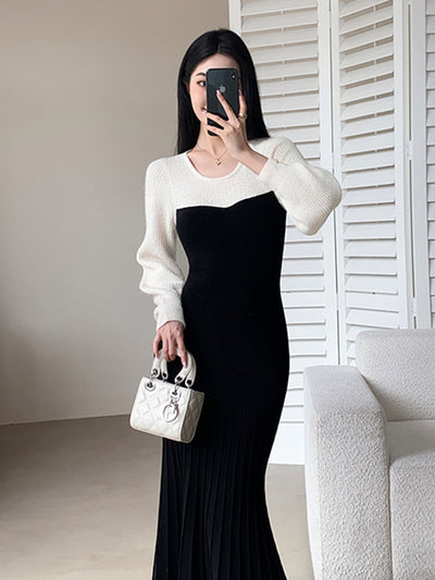 bicolor slim fit mermaid long dress