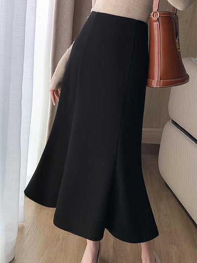 mermaid black long skirt