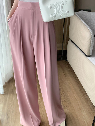 high waist pink wide straight pants