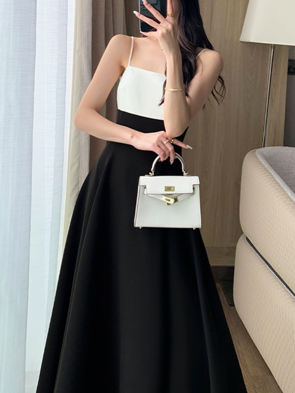 bicolor camisole flare dress