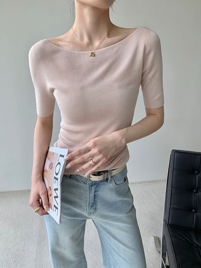 slim fit simple tops