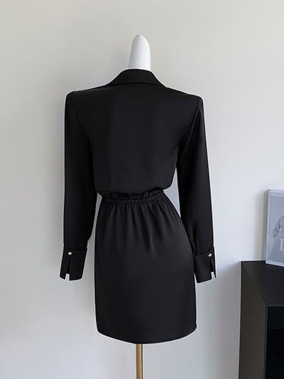 high end waist slim drape shirt dress