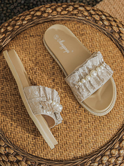 pearl  gather flat sandals