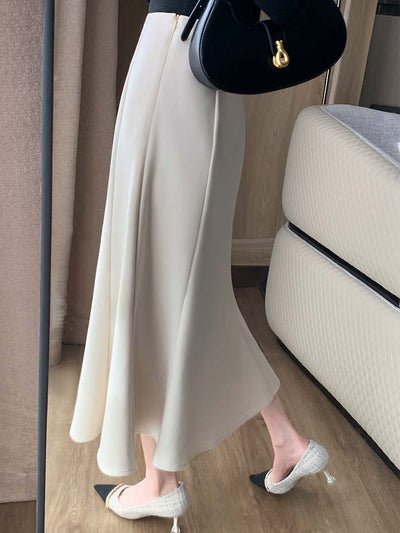 high waist beige mermaid skirt