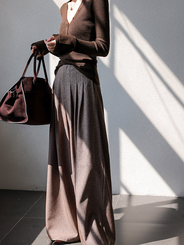 high end wide leg tuck pants